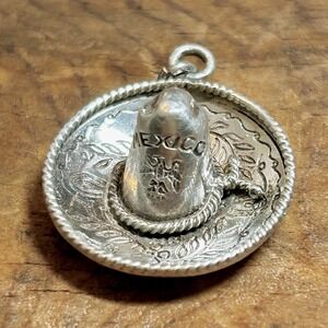 Vintage Tencho Made In Mexico Sterling Silver 925 Sombrero Charm Pendant ONLY
